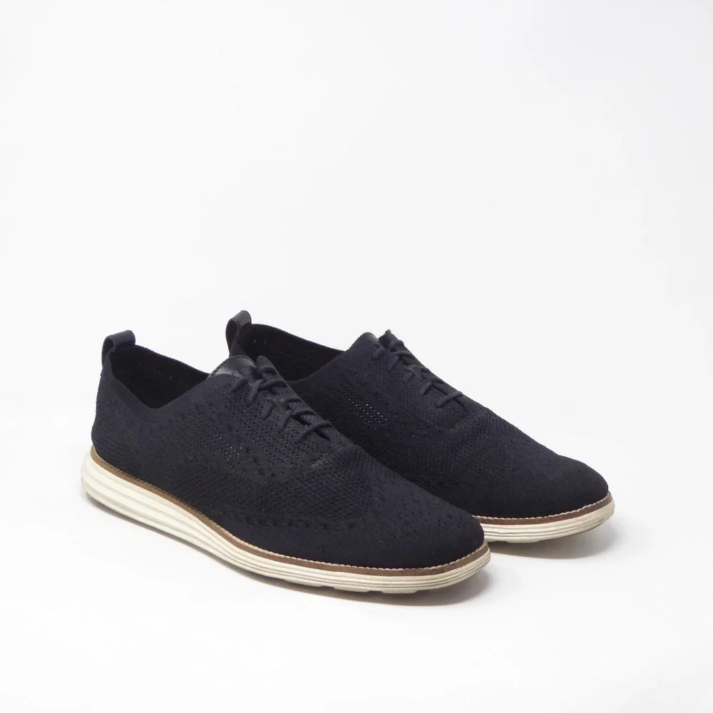 Cole Haan Mens OriginalGrand Stitchlite Oxford Black Knit Wingtip Size 12M